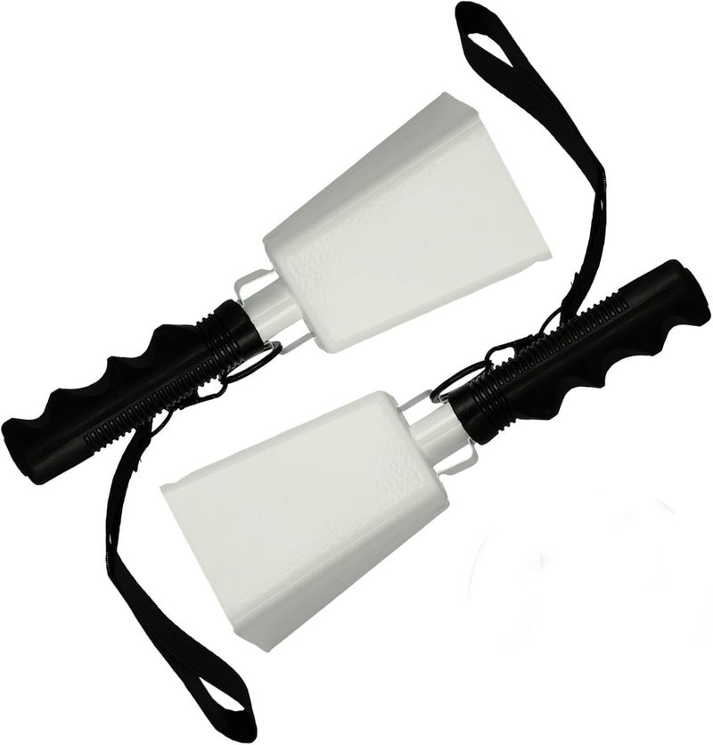 CAPHONT 2pcs Cowbells Steel Cow Bell 9 inch Cowbell Noise Makers Cheering Hand Bell with Wrist Strap for Sports Events,Football Games,Party,Farm, Musical Instruments (White) - Image 1